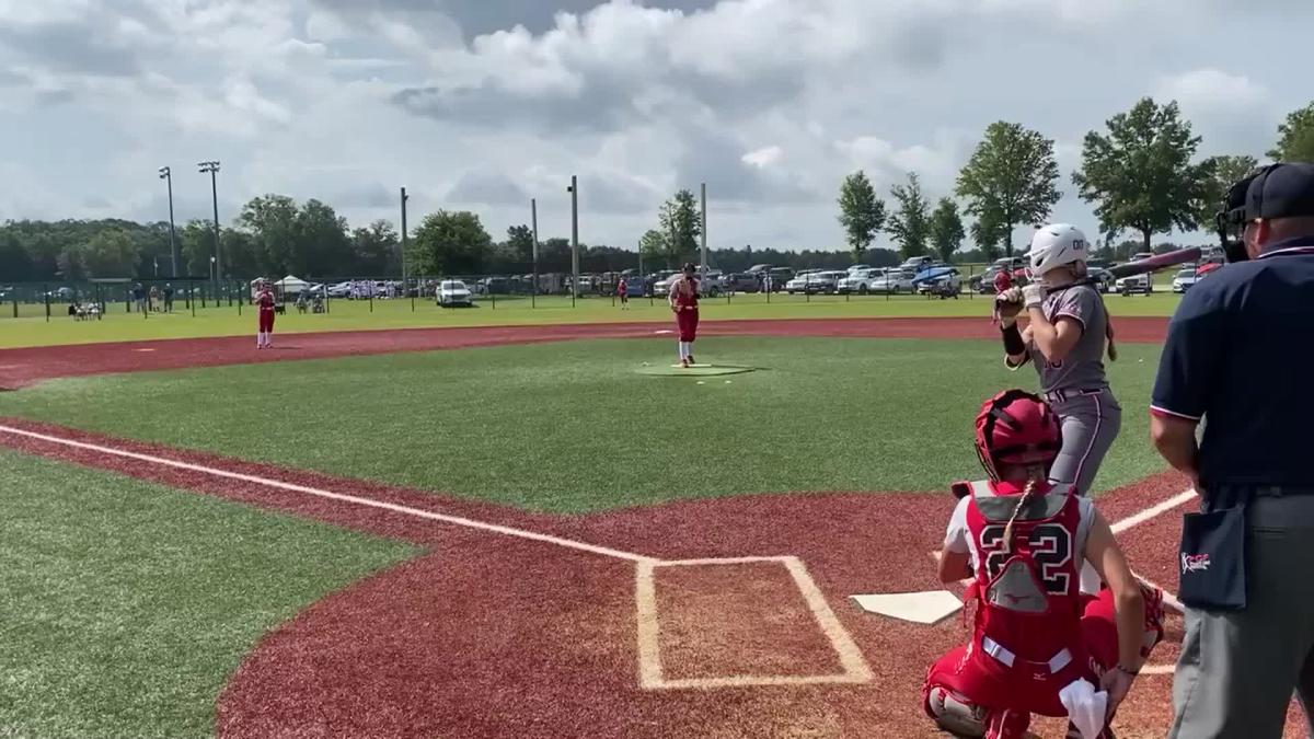 Pace's Jayden Heavener plays in the Show Me the Money softball showcase