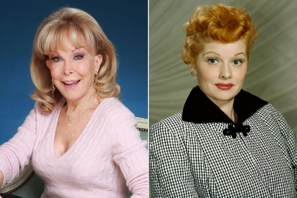 LOS ANGELES - 2016: Actress Barbara Eden poses for a portrait in 2016 in Los Angeles, California. (Photo by Harry Langdon/Getty Images) ; A portrait of actress Lucille Ball circa 1950's. (Photo by Archive Photos/Getty Images)