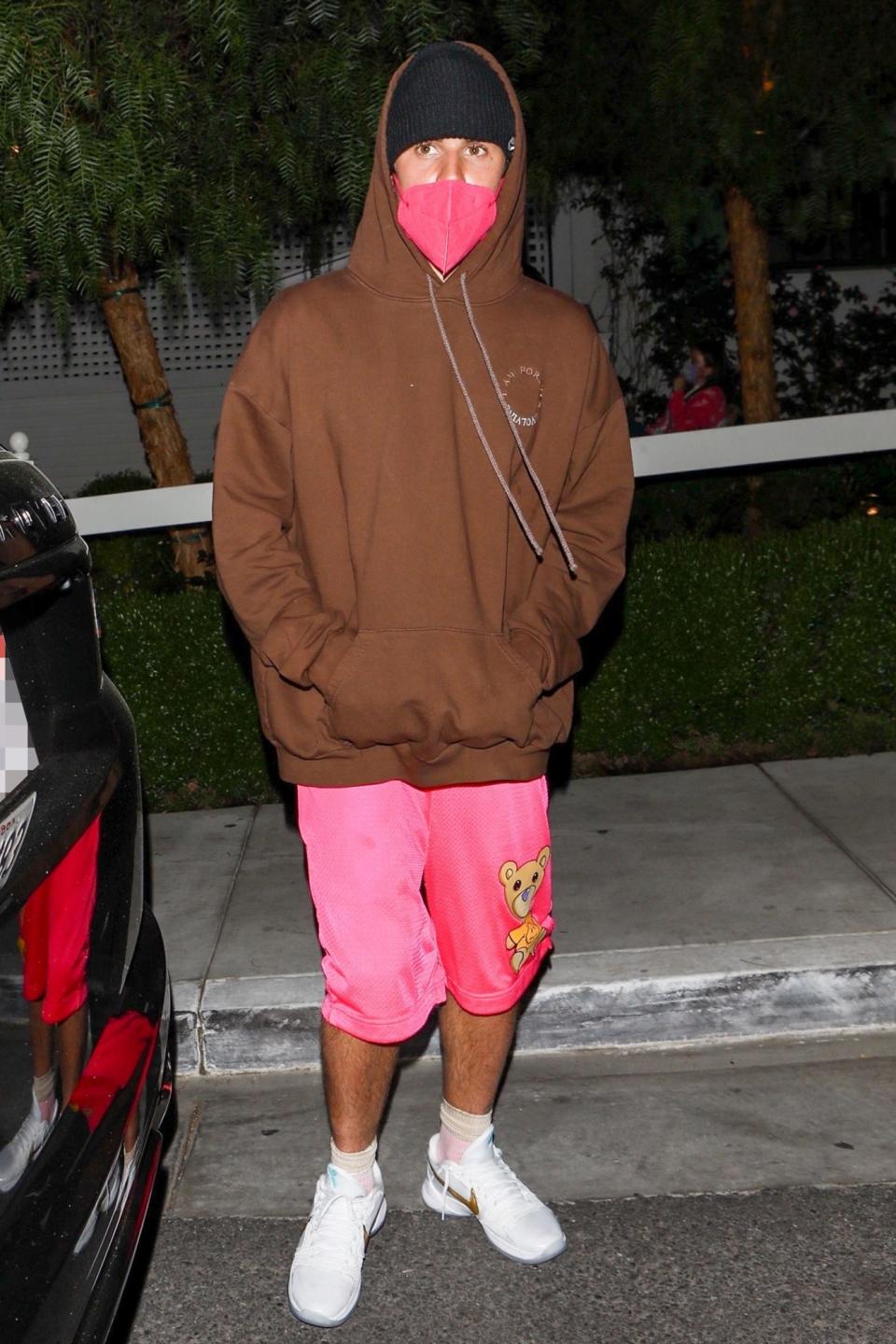 <p>Justin Bieber and wife Hailey (not pictured) leave dinner at the San Vicente Bungalows in West Hollywood on Wednesday night. </p>