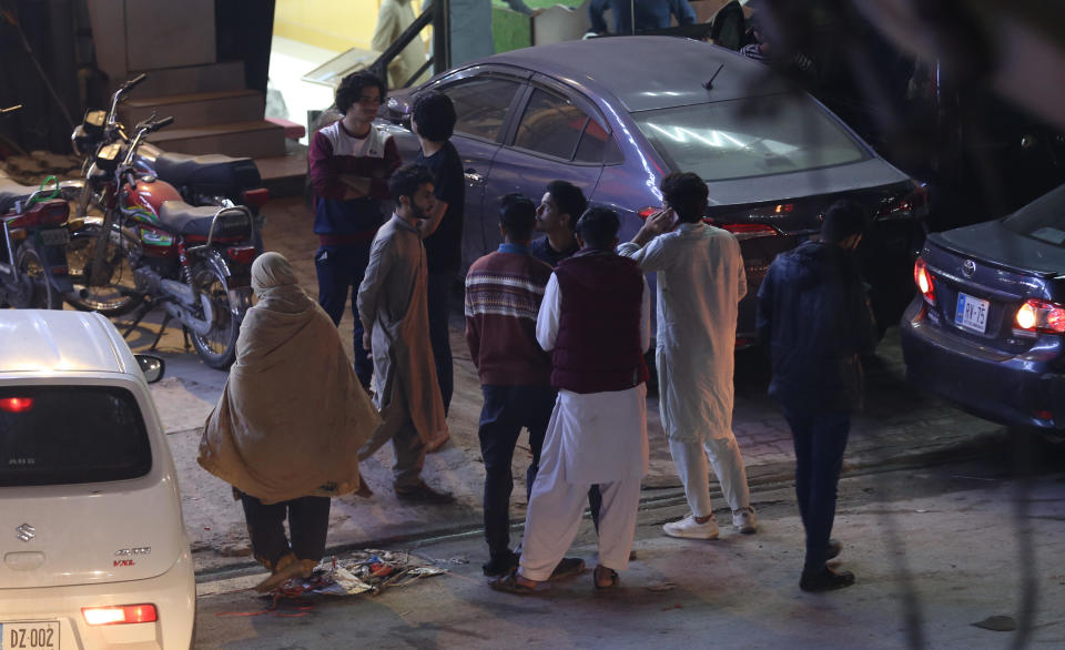 People are seen in the streets following strong earthquake in Rawalpindi, Pakistan, March 21, 2023. / Credit: Muhammad Reza/Anadolu Agency/Getty