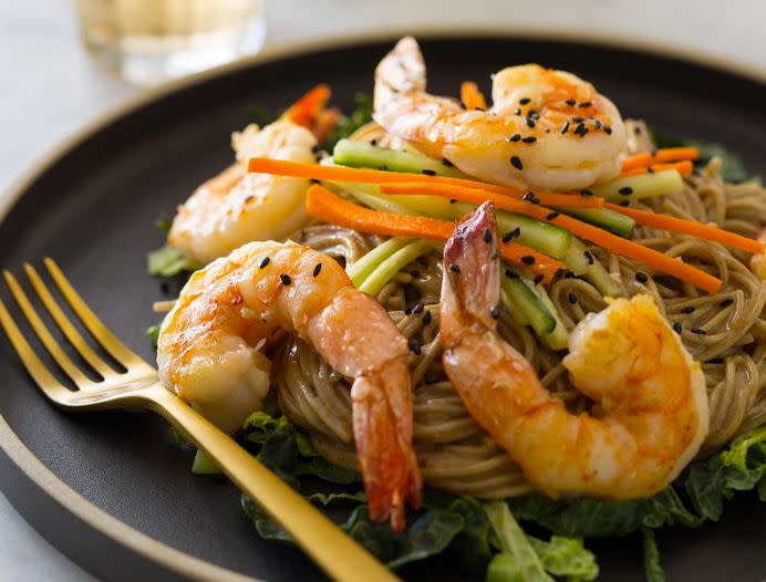 <strong>Get the <a href="http://www.spoonforkbacon.com/2013/10/almond-butter-soba-noodles-with-garlic-shrimp/" target="_blank">Almond Butter Soba Noodles with Garlic Shrimp recipe</a> from Spoon Fork Bacon</strong>