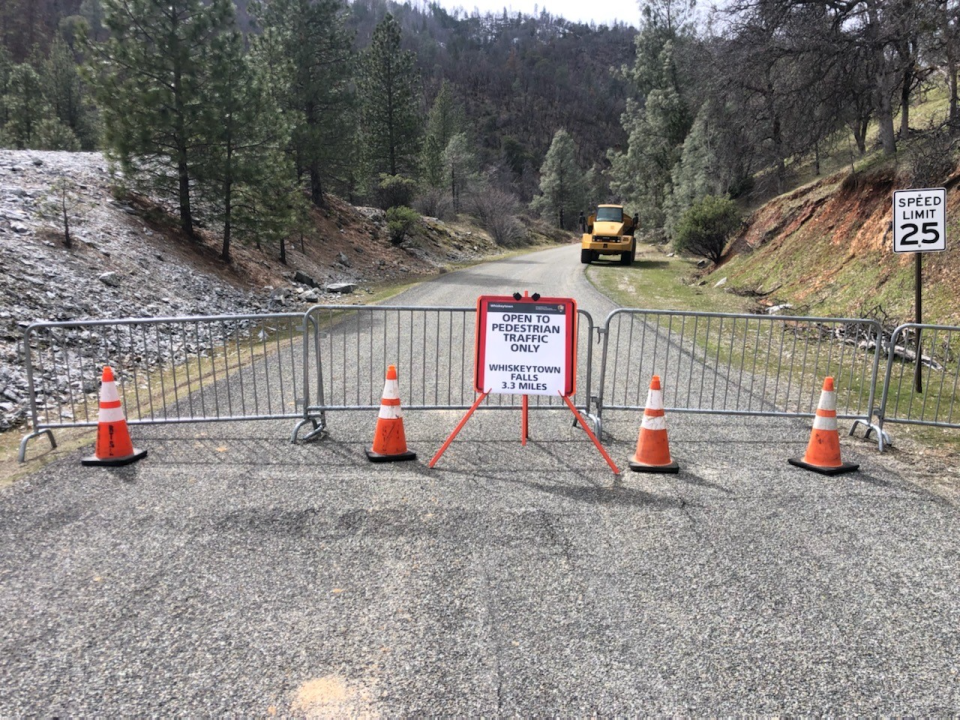 Crystal Creek Road at Crystal Creek Falls Trailhead in Whiskeytown National Recreation Area, above, has reopened, the National Park Service said on April 3, 2023.