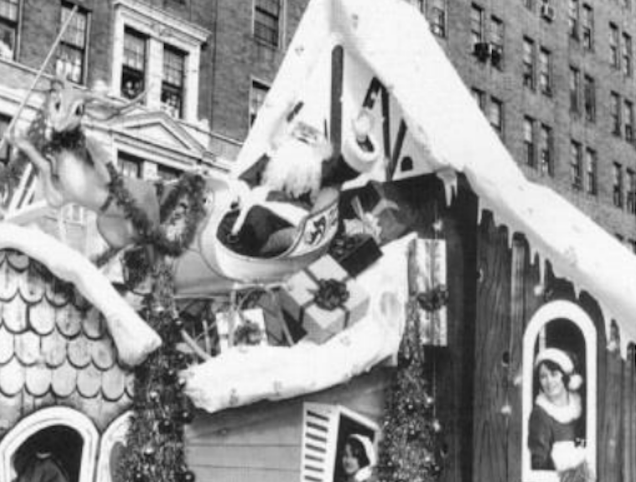 An old image of Charles W. Howard waiving to New Yorkers as he ends the Macy's Thanksgiving Day Parade, circa early-1950s. (Albion archives) 
