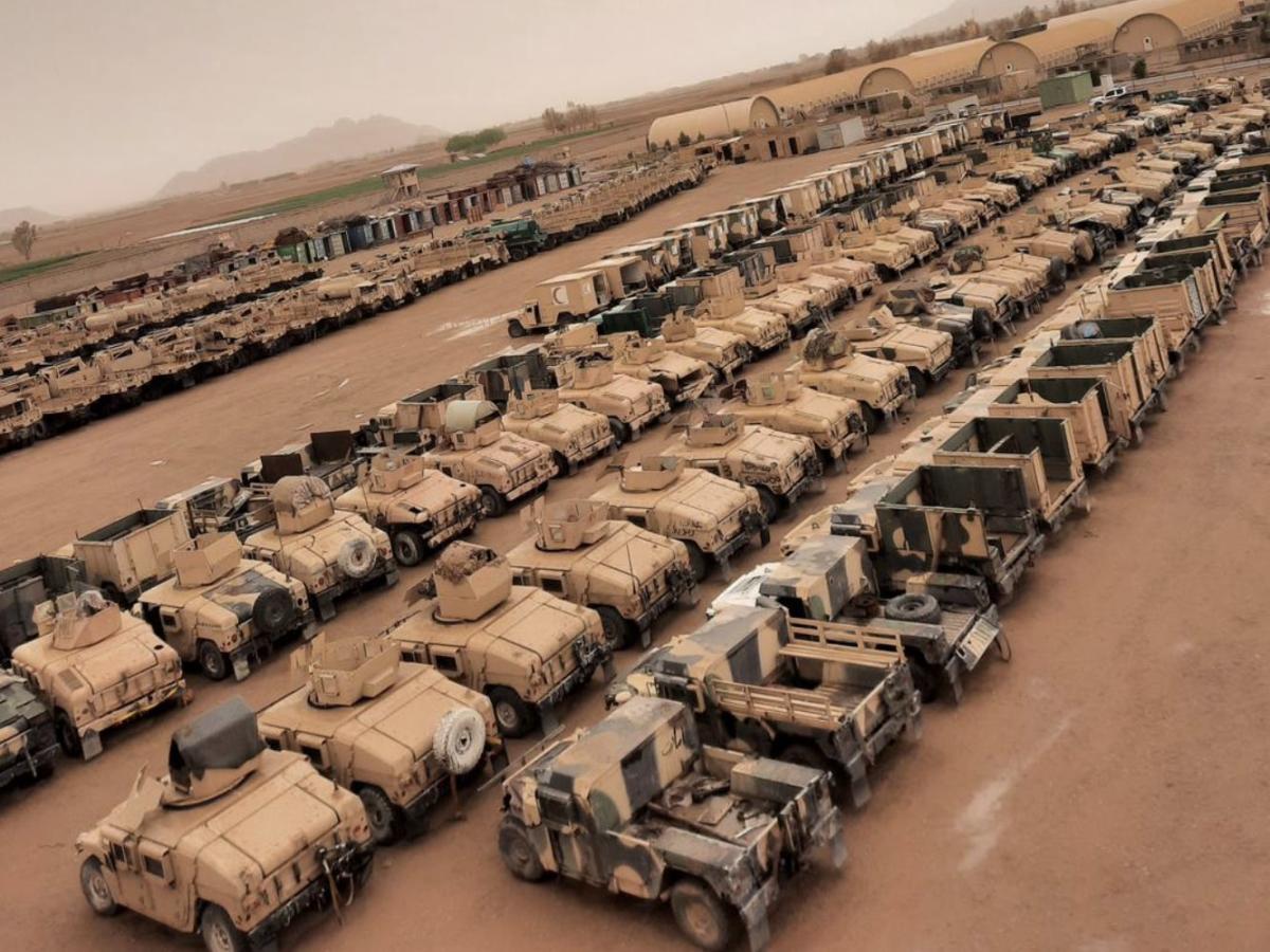 The Taliban posted photos of hundreds of US military vehicles it said were  abandoned in the chaotic pullout of Afghanistan and now form part of its  army