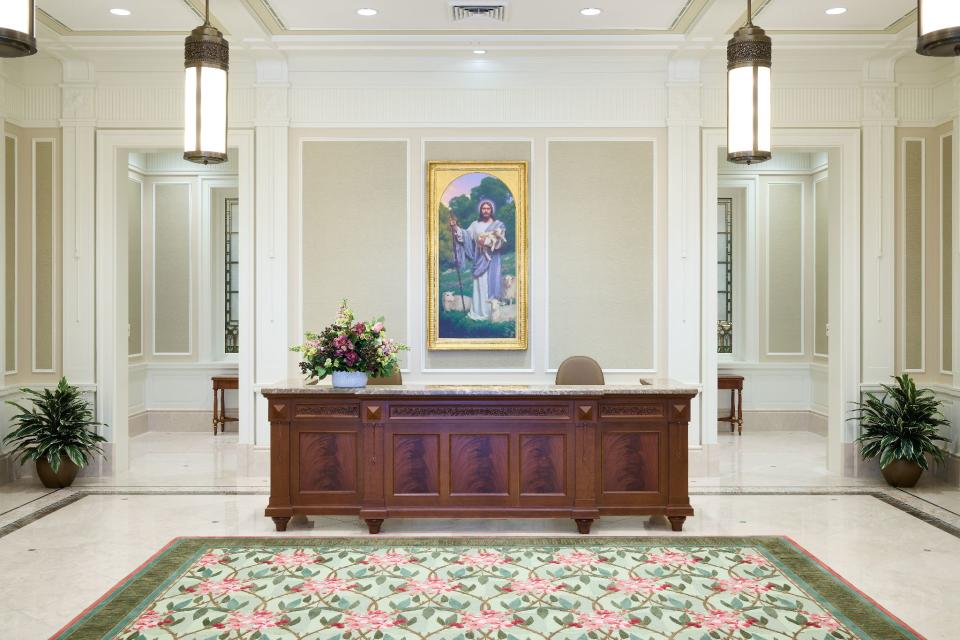 The recommend desk in the Orem Utah Temple.  