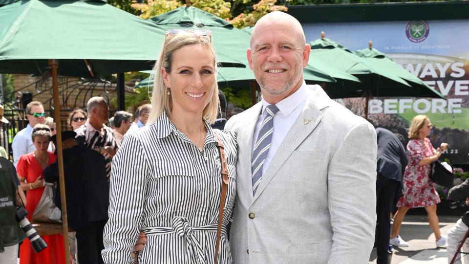 Zara Tindall stepped out with Mike Tindall wearing a striped shirt dress, a raffia bag from Aspinal of London and an elegant white boater.