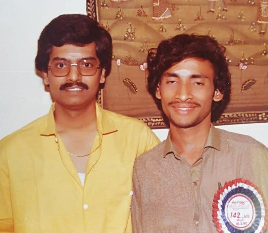 Actor Vivek with Kavidalaya Mohan, who was veteran director K Balachander’s confidante (Photo taken in 1989).