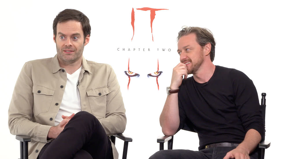 IT: Chapter Two stars James McAvoy and Bill Hader in an interview for their new film. Photo: Roadshow Films.