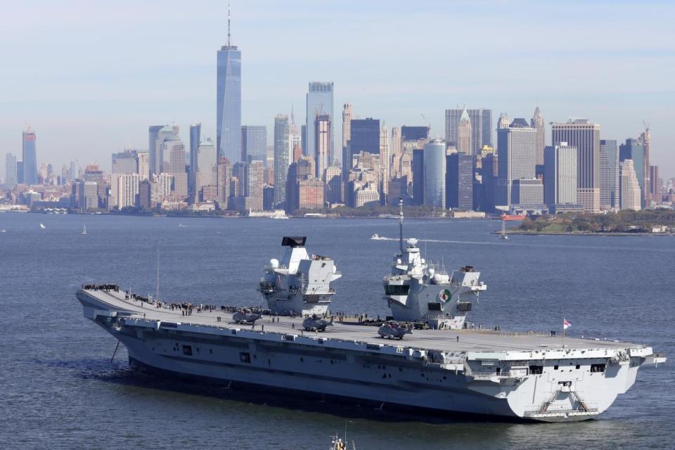 HMS Queen Elizabeth arrives in New York on October 19 for a week-long visit. (Getty Images)