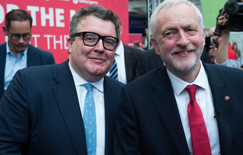 At odds? Watson with party leader Jeremy Corbyn (Rex)