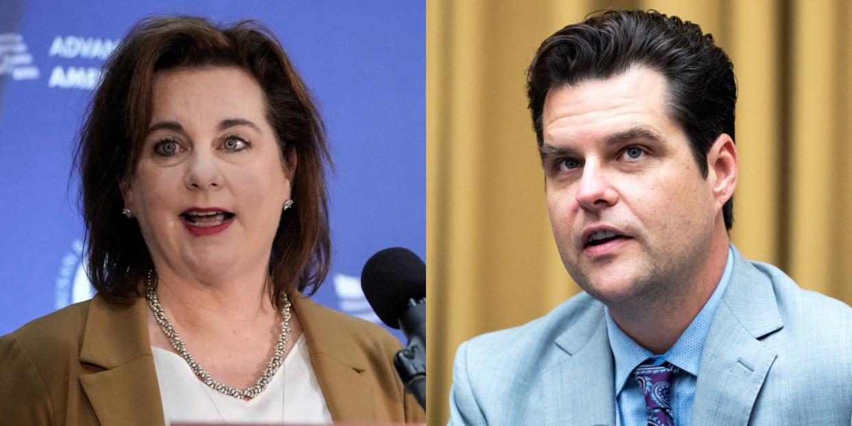 Susan B. Anthony List President Marjorie Dannenfelser and Republican Rep. Matt Gaetz of Florida.