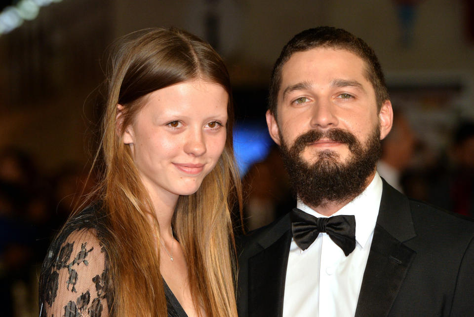 Mia Goth and Shia LaBeouf at a screening of "Fury" in 2014. (Photo: Anthony Harvey via Getty Images)