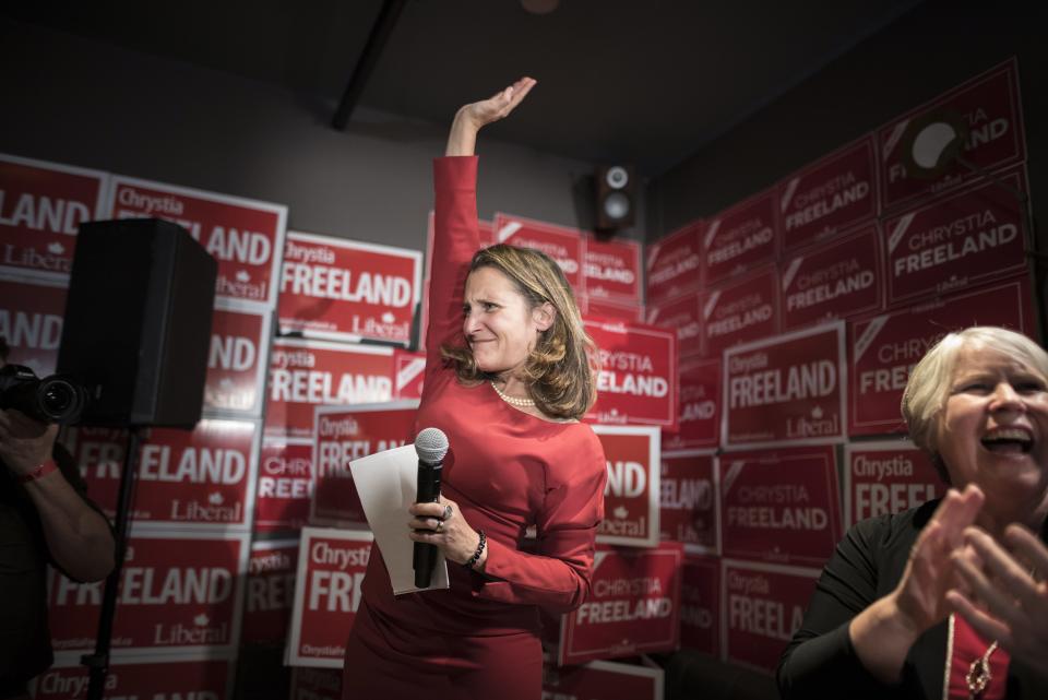 Chrystia Freeland celebrates re-election