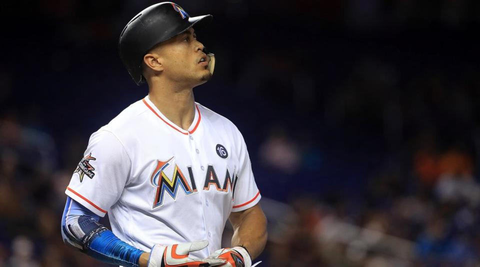 Giancarlo Stanton accepting a trade to the Cardinals is a longshot, according to reports. (AP)