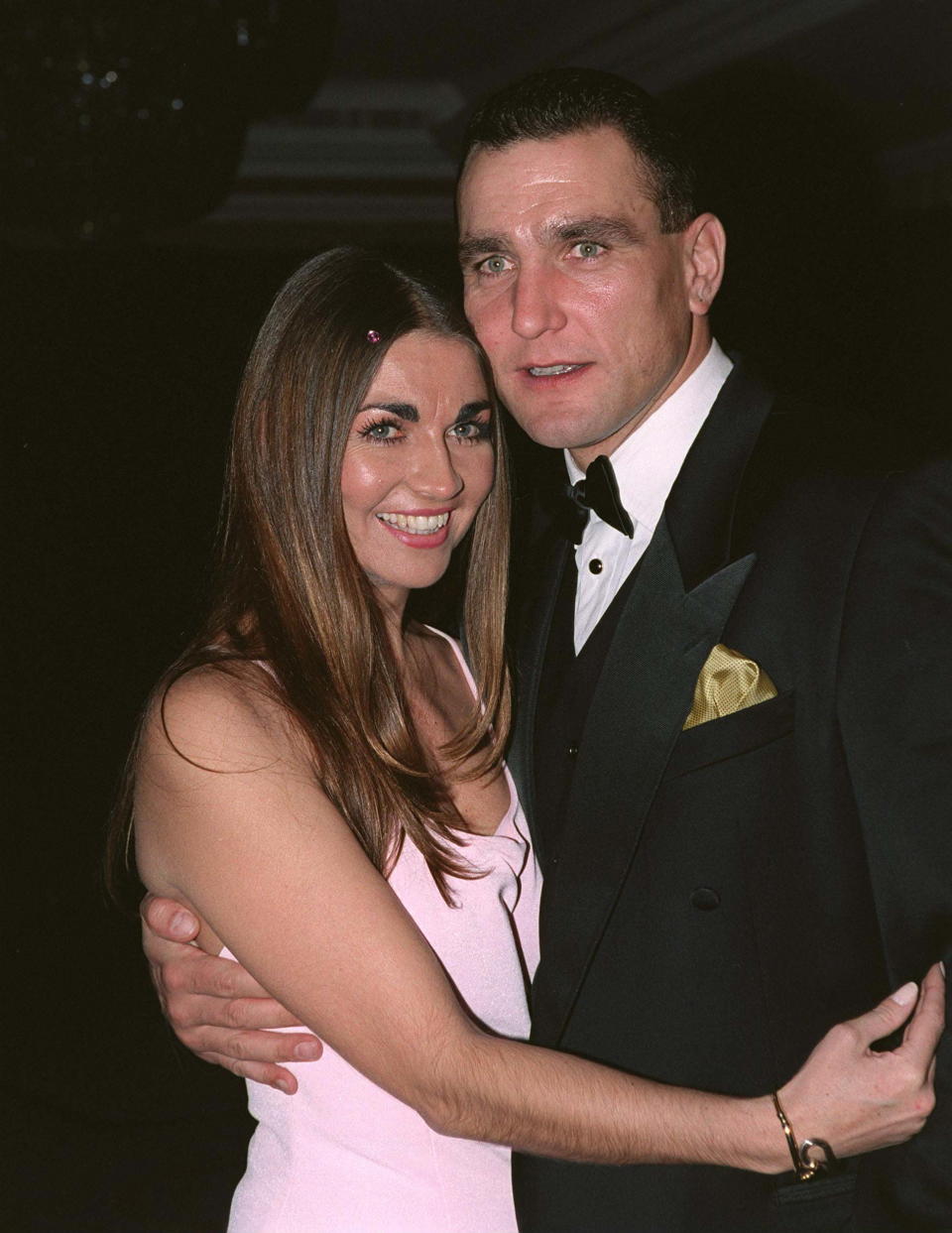 LONDON, UNITED KINGDOM - DECEMBER 16:  Vinnie Jones - Footballer And Star Of The Film ' Lock Stock And Two Smoking Barrels  - With His Wife Tanya At A Ball At The Hilton Hotel In London In Aid Of Sparks [ Sport Aiding Medical Research For Kids].  (Photo by Tim Graham/Getty Images)