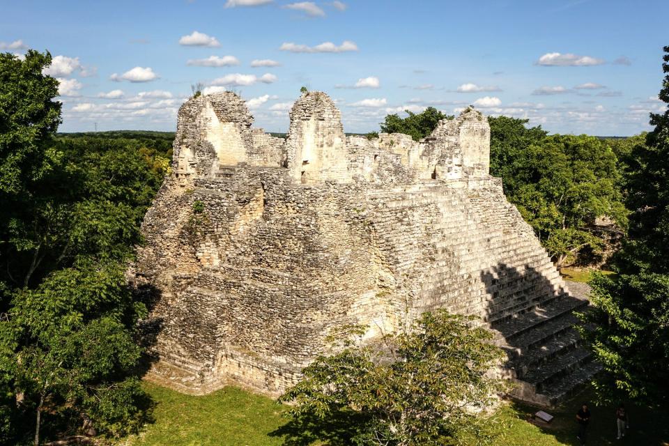 Ancient Maya Becan Temple situated in the jungle of the Yucatán Peninsula, Mexico.