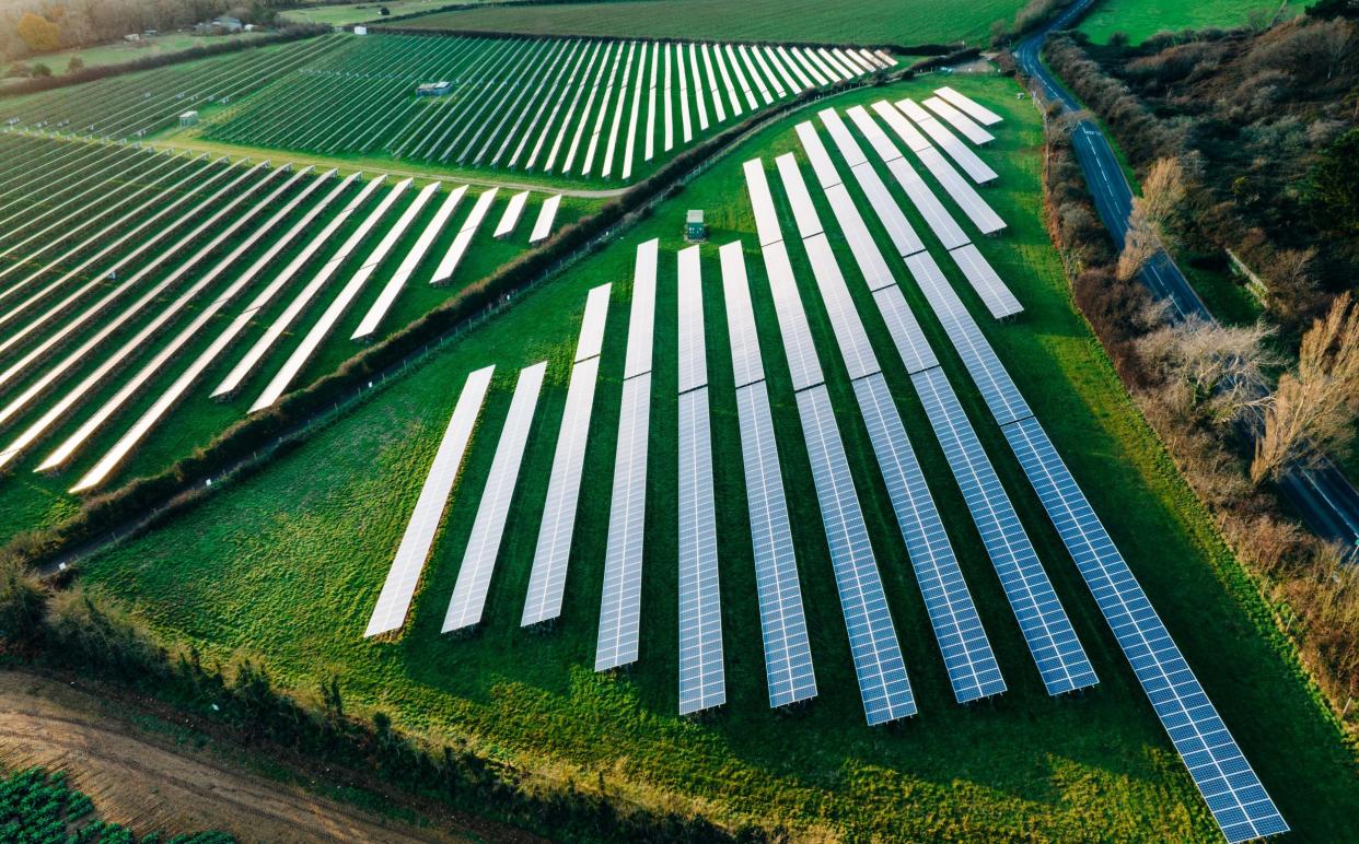 A solar panel farm in England
