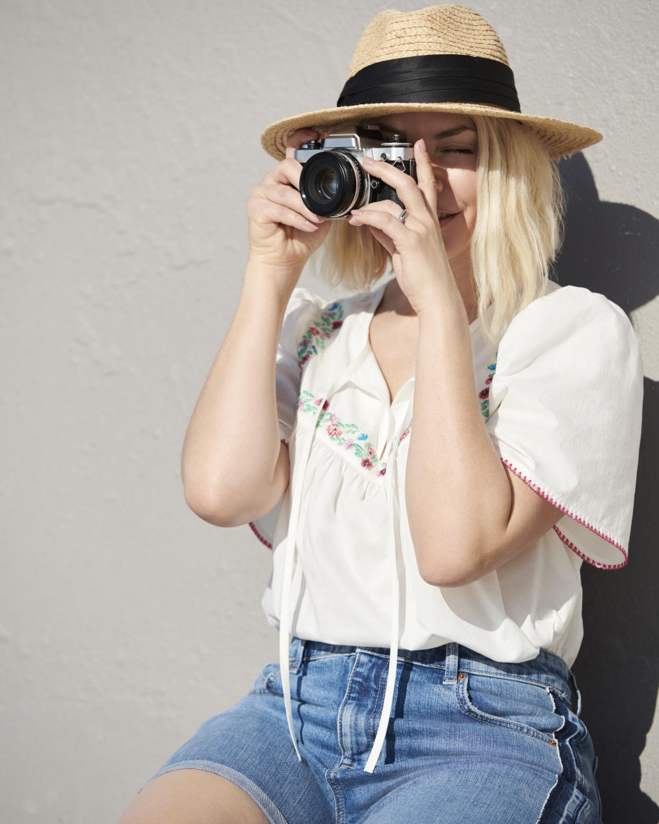 Denim shorts + a pretty embroidered top = the cutest holiday look. (M&S)