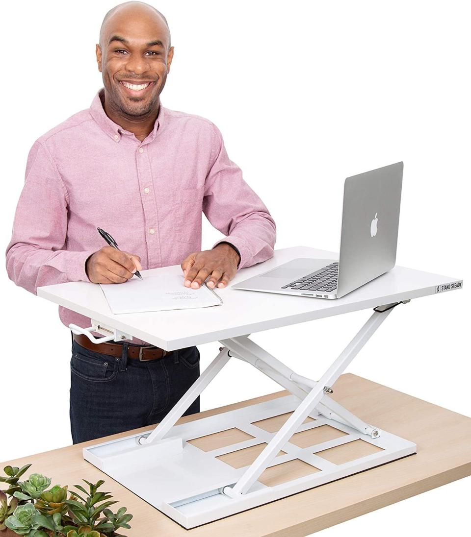 Find this <a href="https://amzn.to/2Zci3JN" target="_blank" rel="noopener noreferrer">Stand Steady X-Elite Pro standing desk converter</a> for $200 at <a href="https://amzn.to/2Zci3JN" target="_blank" rel="noopener noreferrer">Amazon</a>. <br /><strong>Ratings</strong>: 4.2 stars<br /><strong>Reviews</strong>: Nearly 50