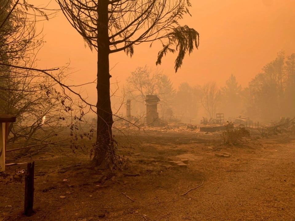 The Gates home of Dennis and Denise Schlies was destroyed by the wildfires.