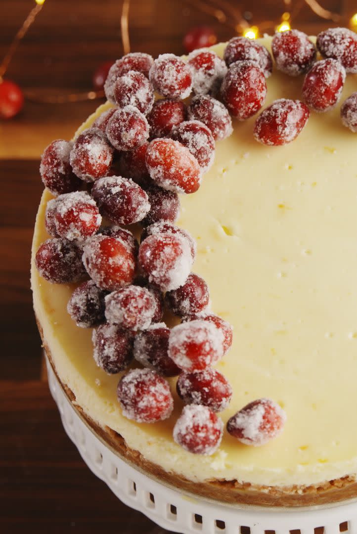 <p>For those fancy Christmas parties.</p><p>Get the <a href="https://www.delish.com/uk/cooking/recipes/a29685653/sparkling-cranberry-cheesecake-recipe/" rel="nofollow noopener" target="_blank" data-ylk="slk:Sparkling Cranberry Cheesecake;elm:context_link;itc:0;sec:content-canvas" class="link ">Sparkling Cranberry Cheesecake</a> recipe.</p>