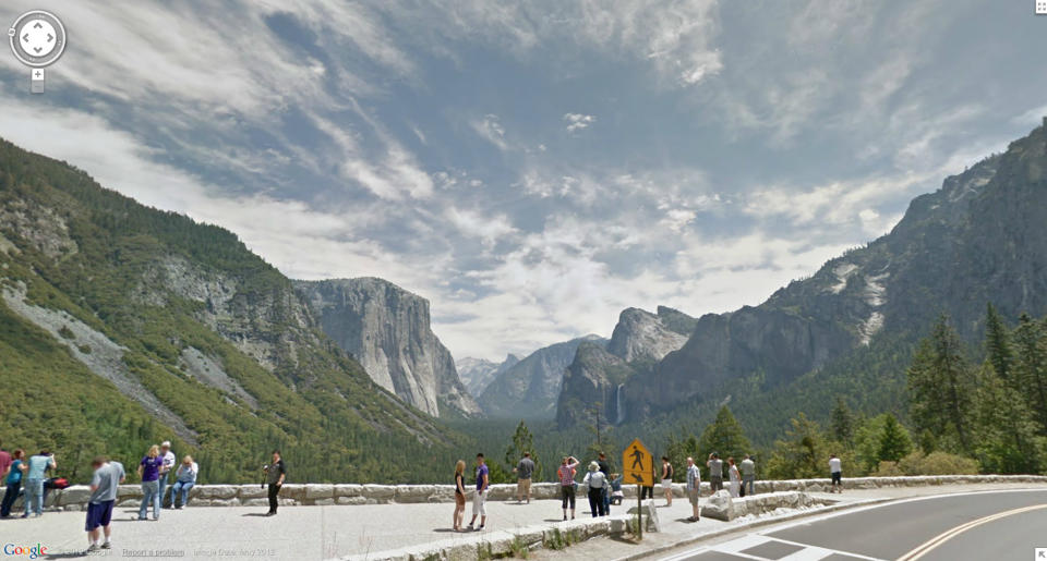 In this undated Street View image provided by Google is Inspiration Point at Yosemite National Park in California. The Google Street View service that has brought us Earth as we might not be able to afford to see it, as well criticism that some scenes along its 5 million miles of the globe’s roadways invade privacy, this month has turned its 360-degree cameras on road trips through five national parks in California. (AP Photo/Google)