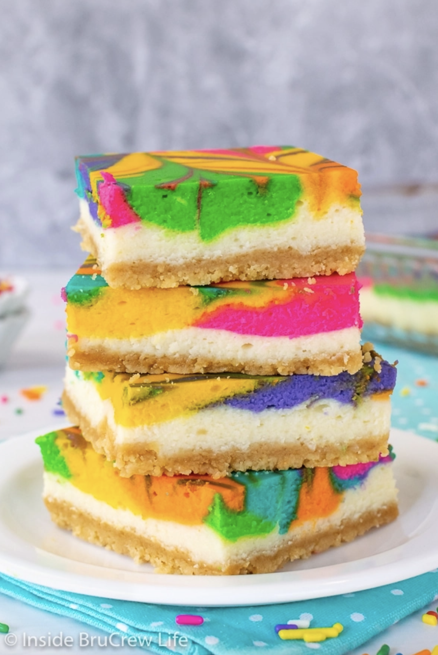 4) Rainbow Cheesecake Bars