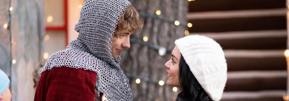 Josh Whitehouse and Vanessa Hudgens in "The Knight Before Christmas." (Photo: Netflix/Brooke Palmer)