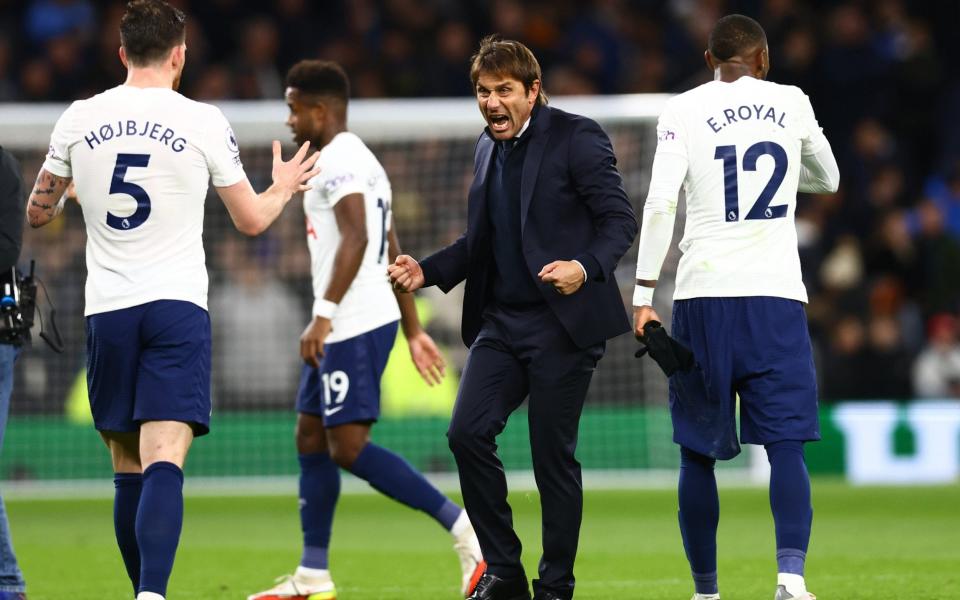 At full-time Conte was equally animated as he vociferously celebrated the victory - REUTERS