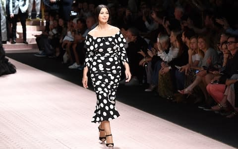Monica Bellucci models Dolce and Gabbana spring/summer 2019 - Credit: Getty