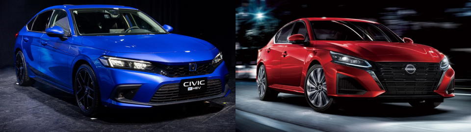 圖／Honda Civic e：HEV與Nissan Altima極致尊爵版之日系旗艦房車正面交鋒。