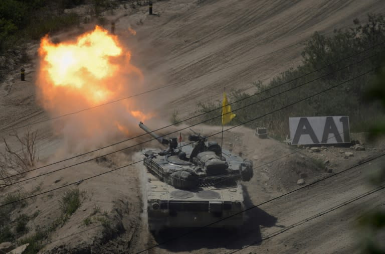 A South Korean tank takes part in a live-fire exercise at a training ground in Cheorwon, near the demilitarized zone in May