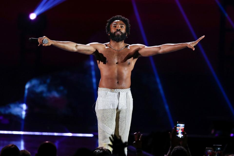 Childish Gambino performs at the 2018 iHeartRadio Music Festival Day 1 held at T-Mobile Arena on Friday, Sept. 21, 2018, in Las Vegas. (Photo by John Salangsang/Invision/AP) ORG XMIT: CAJS207