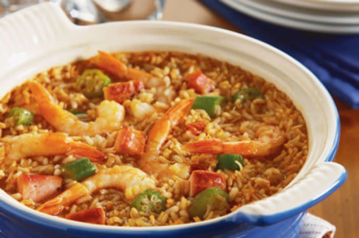 <p>A can of soup can transform your average casserole into an incredible dinner, and this dish proves it. By adding Cajun spices, ham, and shrimp to a simple can of soup, you can have a bold, flavorful weeknight dinner that tastes like it’s been stewing all day in less than an hour.<br><br><a href="http://www.thedailymeal.com/recipes/campbells-gumbo-casserole-recipe" rel="nofollow noopener" target="_blank" data-ylk="slk:For the Campbell's Gumbo Casserole recipe, click here.;elm:context_link;itc:0;sec:content-canvas" class="link "><b>For the Campbell's Gumbo Casserole recipe, click here.</b></a></p>