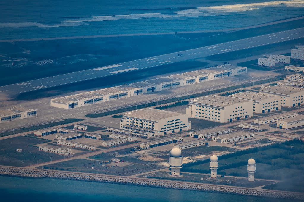 aerial views of china's artificial islands in the south china sea