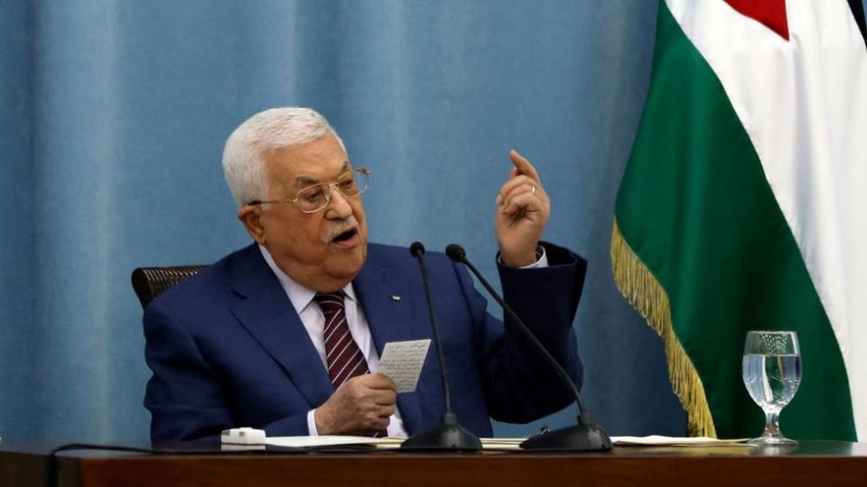 Mahmoud Abbas, presidente de la Autoridad Palestina, durante una reunión de emergencia del Comité Central de Fatah