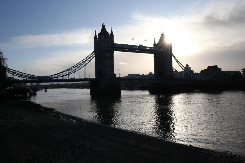 Tower Bridge as viewed from the Middle Wharf of the Tower of London. PA Photo. Picture date: Sunday December 15, 2019. Photo credit should read: Jonathan Brady/PA Wire (Photo by Jonathan Brady/PA Images via Getty Images)