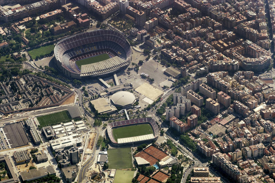 Camp Nou in Spain is one of several venues featured in the latest internet challenge. (Getty)