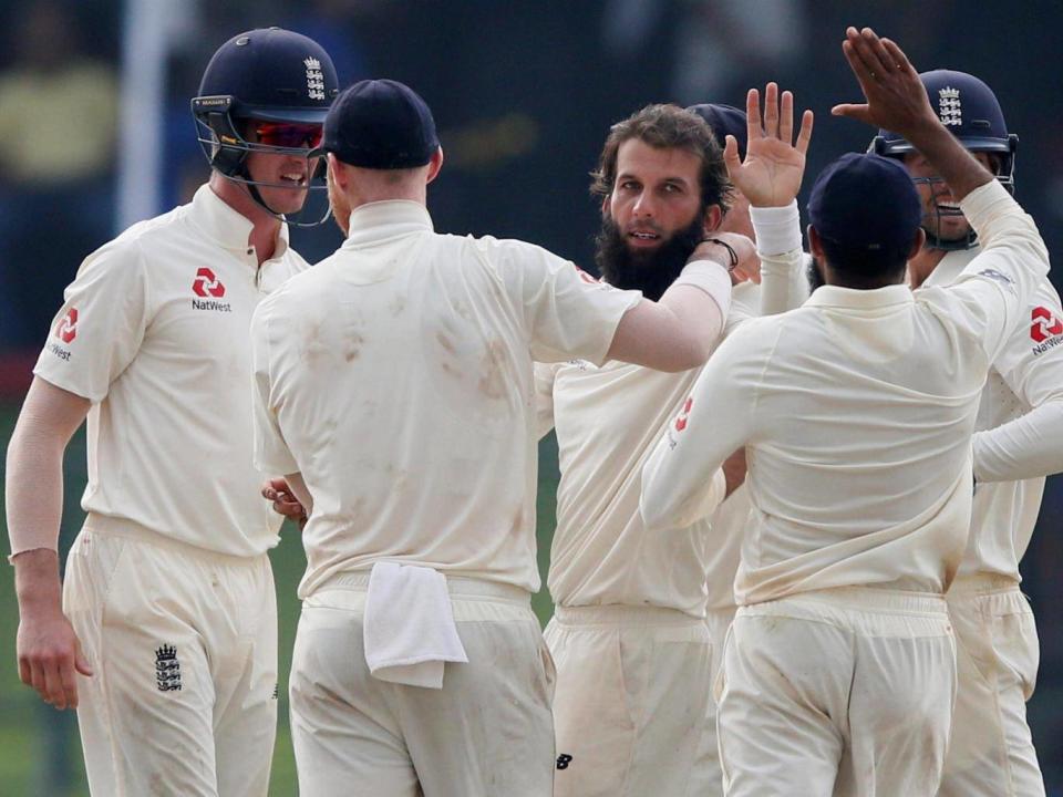 England's Moeen Ali celebrates with his teammates (REUTERS)
