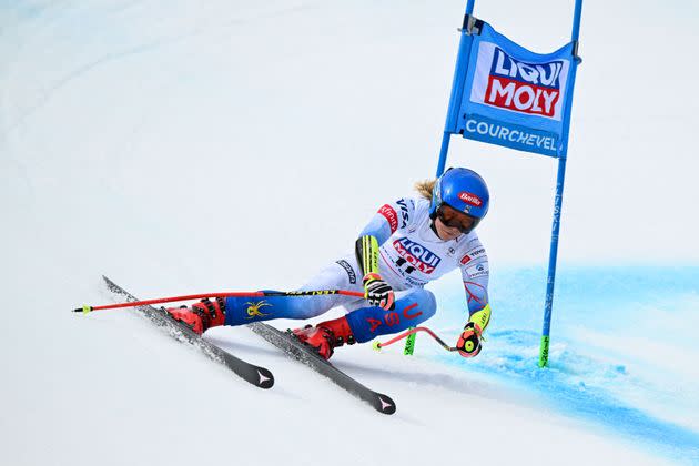 Mikaela Shiffrin in the Super-G Thursday at the World Cup finals. (Photo: SEBASTIEN BOZON via Getty Images)