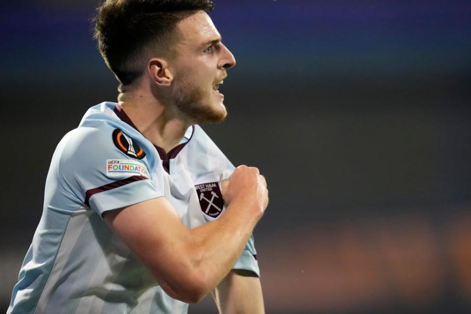 Declan Rice celebrates his goal (Darko Bandic/AP) (AP)