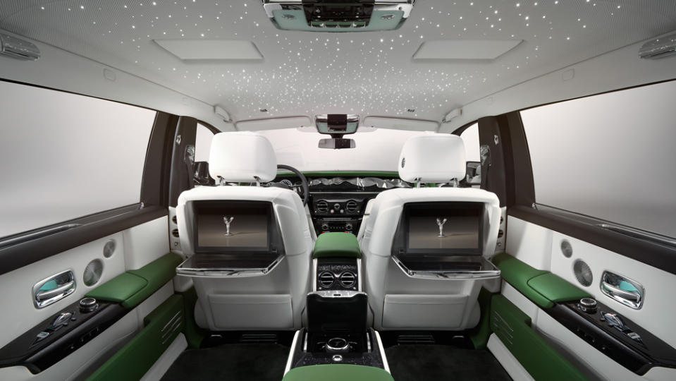 The Phantom Series II’s Starlight Headliner spans the roof of the interior, evoking a miniature midnight galaxy overhead. - Credit: Rolls-Royce Motor Cars.