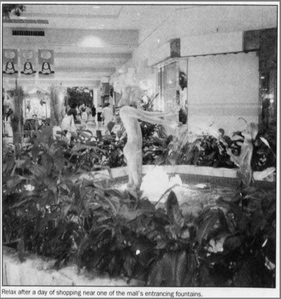 An Oct. 3, 1993 clipping from The Palm Beach Post of the fountains that used to sit in the center court of the Boynton Beach Mall.