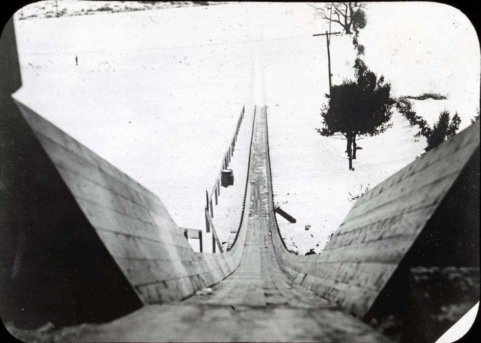 A toboggan chute built in 1924 at The Pines on Portsmouth's South Street stood 20 feet in the air and could deliver speeds of more than 40 miles per hour.