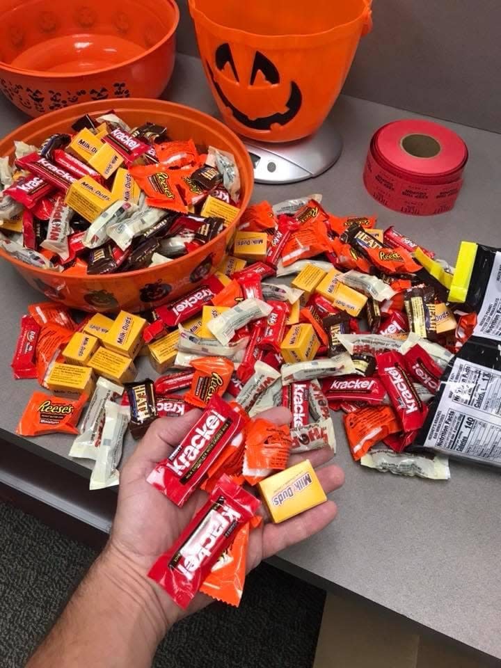 Any individually wrapped candy left over after Halloween can be donated to the Treats for Troops project at the Bloomington office of Turner Mining Group.