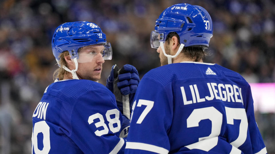 Rasmus Sandin and Timothy Liljegren have been superb on the Maple Leafs blue line this season. (Getty)