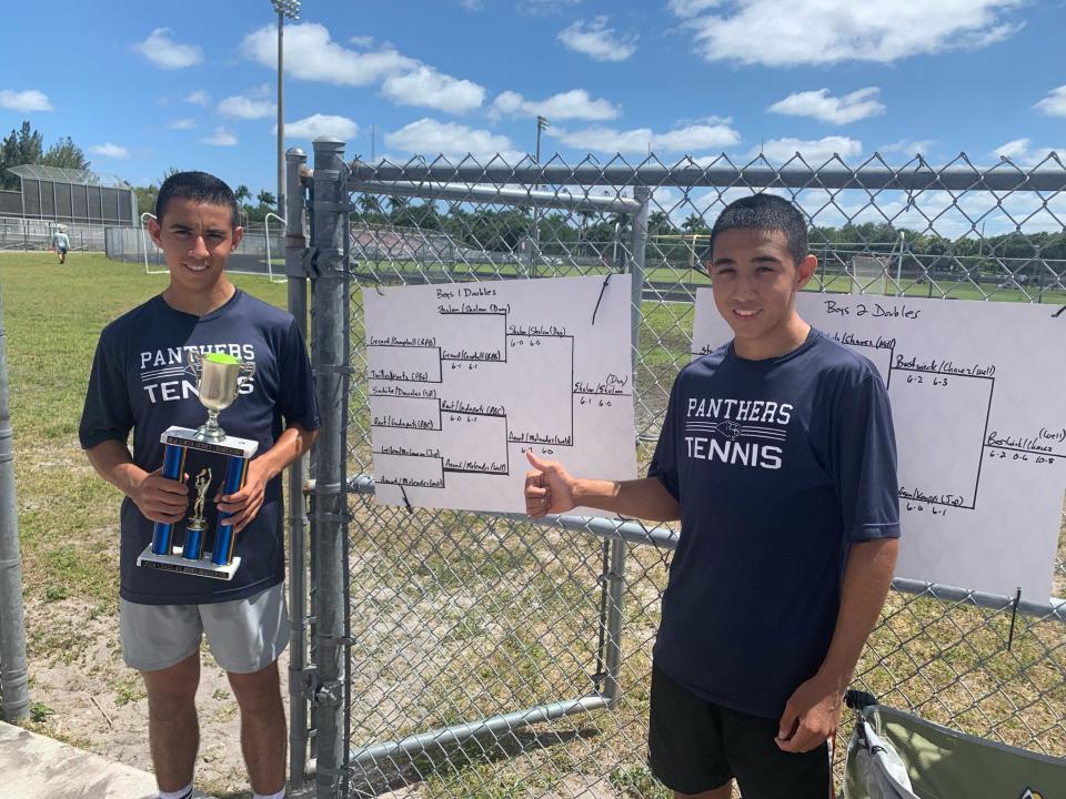 Las estrellas del tenis Dwyer, Mike y Matthew Shalom