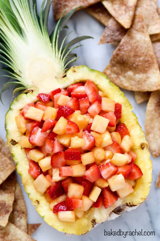 Strawberry Pineapple Fruit Salsa with Cinnamon Fruit Salad
