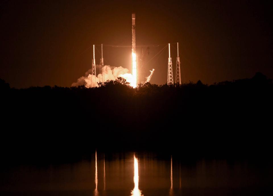 A SpaceX Falcon 9 rocket carrying 23 Starlink satellites lifts off Oct. 21 from Cape Canaveral Space Force Station.