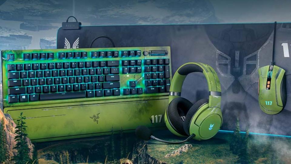 Image of Razer Halo-themed PC accessories